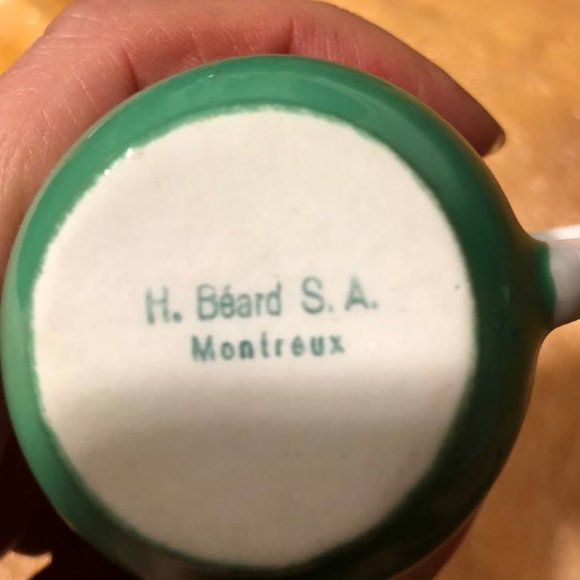 H. Beard S. A. Montreux Silver Company Rare Miniature Jug Creamer Green White - Picture 4 of 12